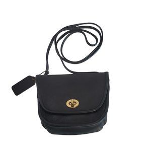 Vintage Coach Everett Crossbody bag Black Leather Purse USA #9934 Small Mini